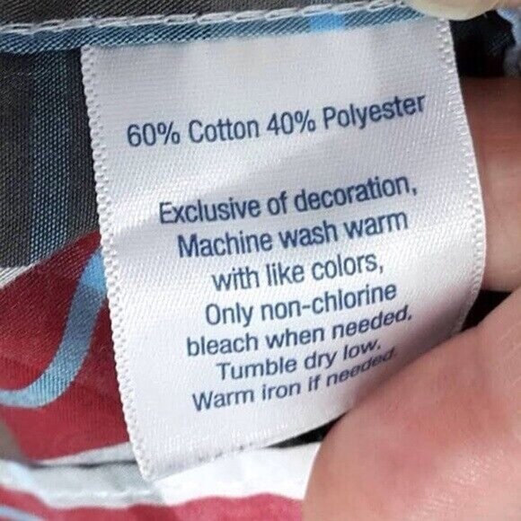 2/$15 Urban Pipeline Boys Plaid Button Shirt Red Gray Large Short Sleeve Pockets - Picture 6 of 6